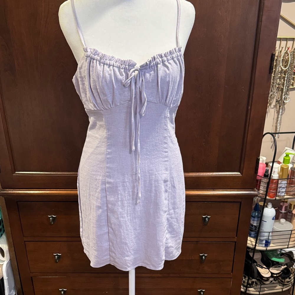 Forever21 Elegant Lavender linen sundress with Adjustable Straps